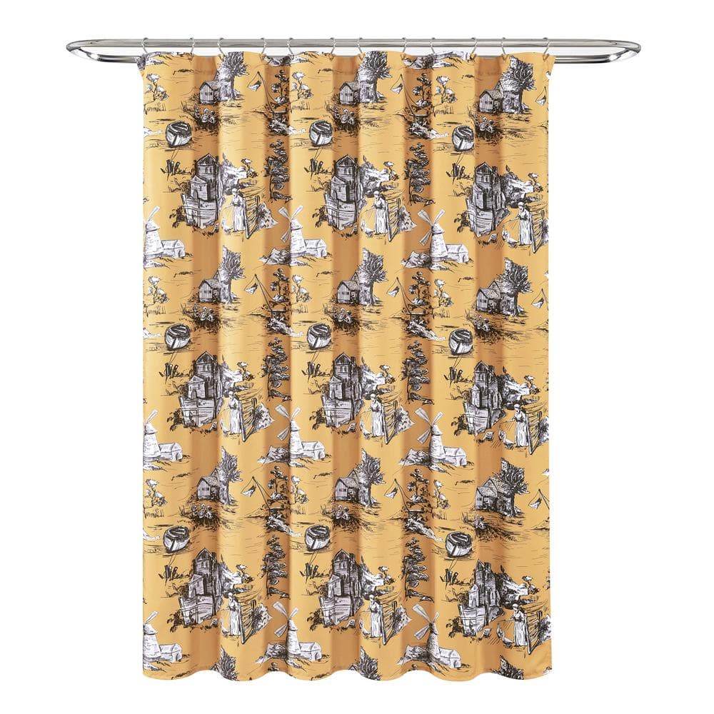 Lush Decor French Country Toile Shower Curtain Yellow Gray Single 72x72 16t005487 The Home Depot