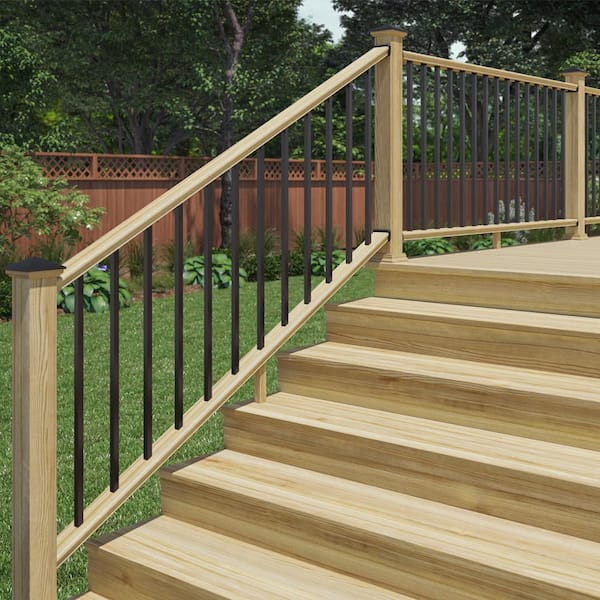 6 ft. Southern Yellow Pine Moulded Stair Rail Kit with Aluminum Square Balusters