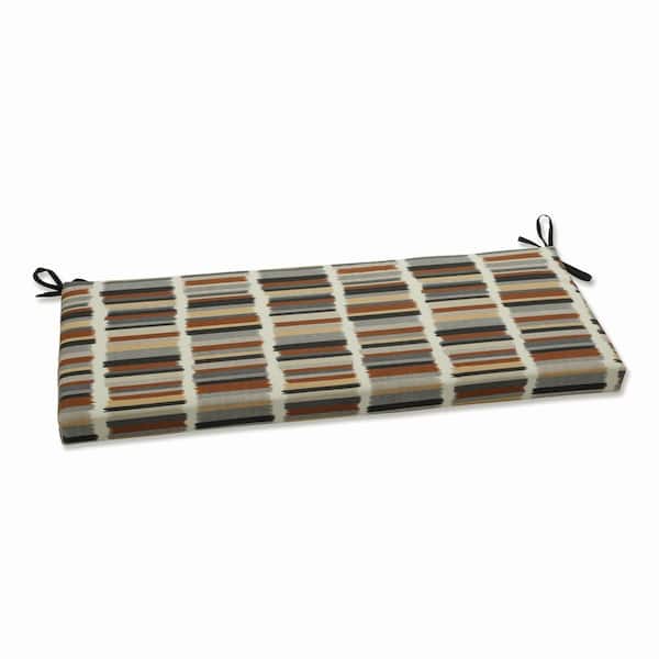 Pillow Perfect Striped Rectangular Outdoor Bench Cushion in Black