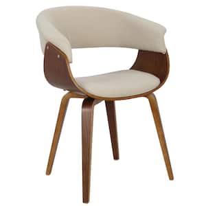 Vintage Mod Walnut and Cream Dining/Accent Chair