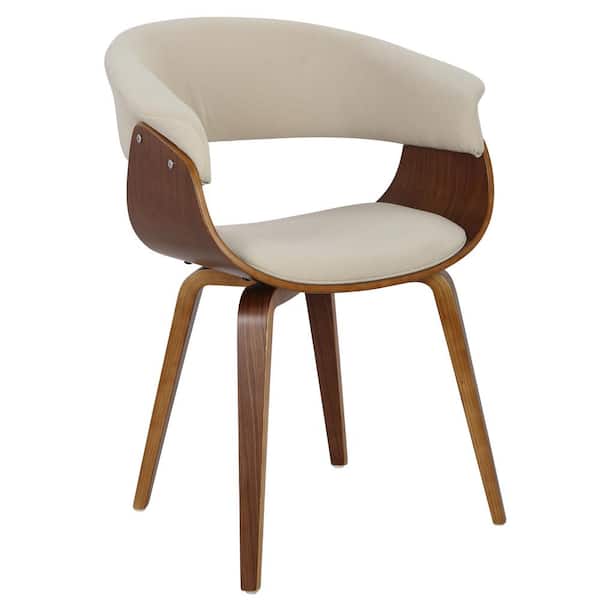 Lumisource Vintage Mod Walnut and Cream Dining/Accent Chair