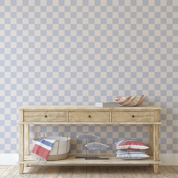 Periwinkle Checkmate Vinyl Peel and Stick Wallpaper Roll (Covers 28 sq. ft.)