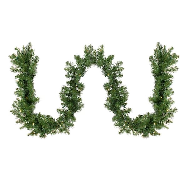 Pre-Lit Buffalo Fir Christmas Commercial Garland 50 ft. x 8 in. Warm White LED Lights