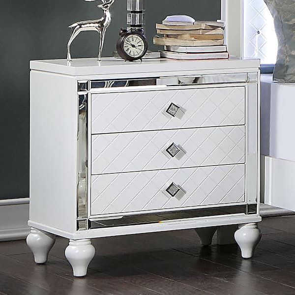 Furniture of America Seboya 3-Drawer White with Care Kit Nightstand (27 ...