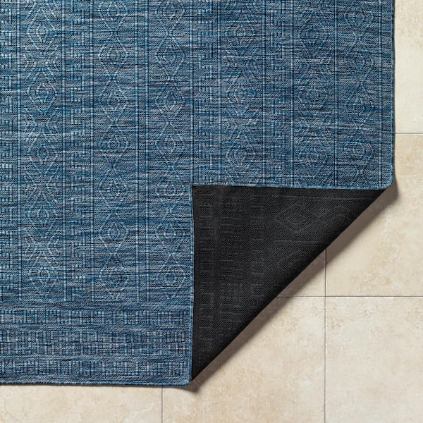 Terrace Dark Blue Solid 8 ft. x 10 ft. Indoor/Outdoor Area Rug