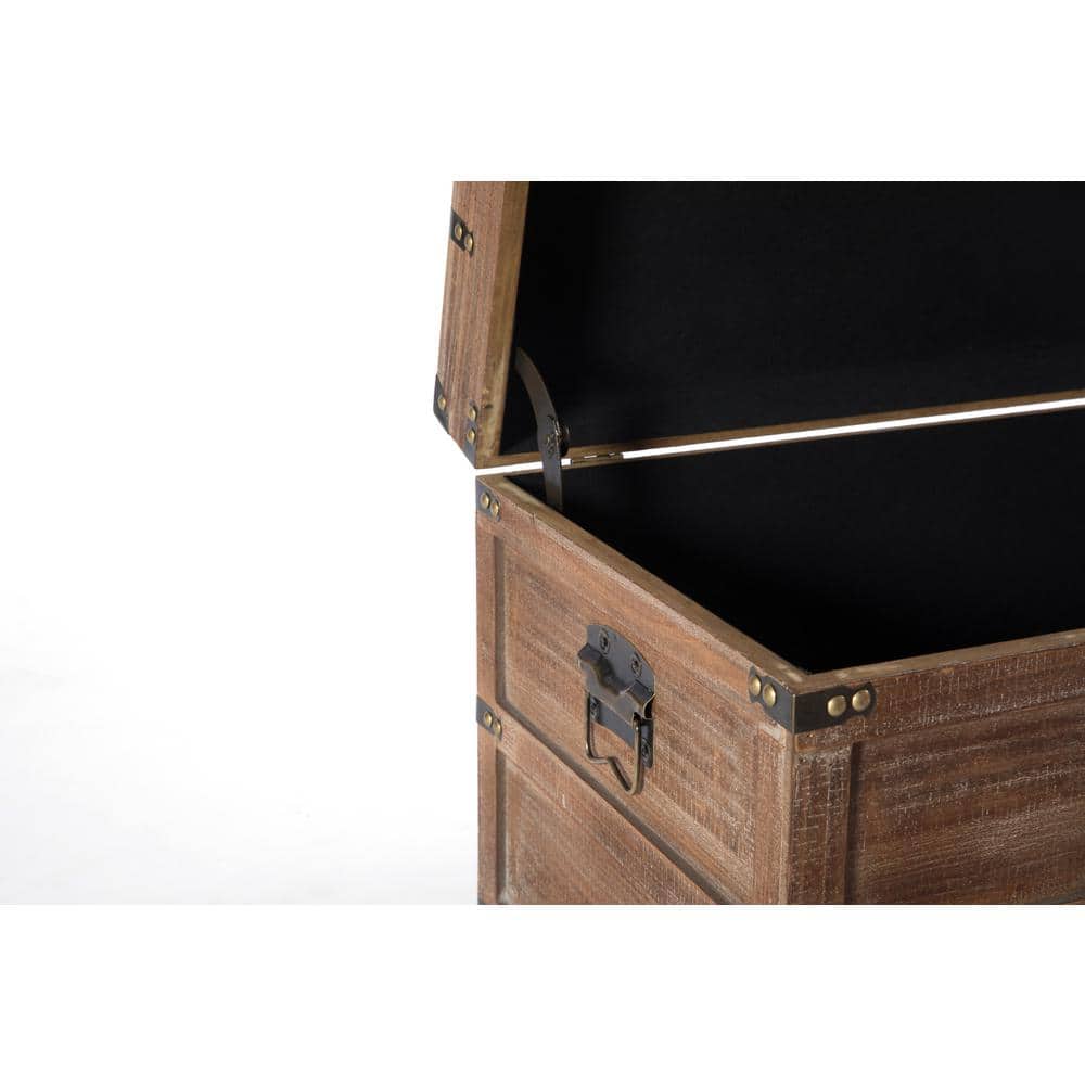 Medium Rustic Brown Wooden Storage Trunk with Latch
