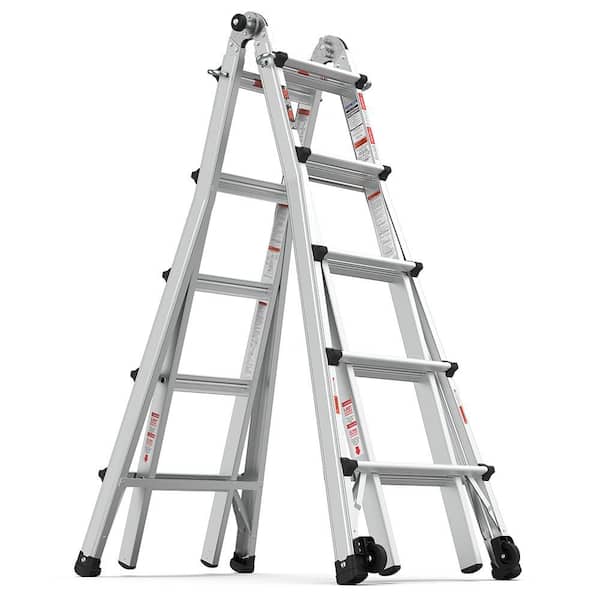 22 ft. Aluminum Multi-Position Ladder with Wheels, 300 lbs. Weight Rating