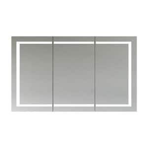 Spazio 59 in. W x 36 in. H Rectangular Moisture-Resistant Aluminum Medicine Cabinet with Mirror and LED Lighting
