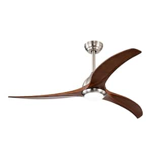 52 in. Smart Indoor Nickel Ceiling Fan Solid Wood Blade for Living Room, Bedroom, Office etc. with LED Light