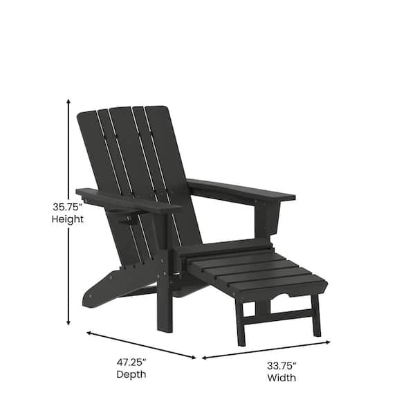 Carnegy Avenue Black Faux Wood Resin Adirondack Chair (Set of 2