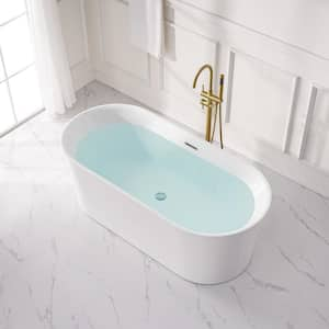 67 in. L x 31/12 in. W. Pure Acrylic Soaking Bathtub with Center Drain in Glossy White, Pop-up Drain