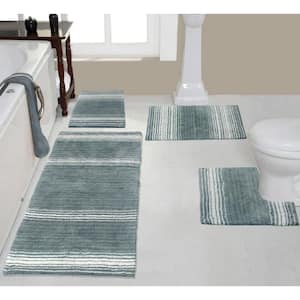 100% Cotton Gradiation Collection Machine Washable 4-Pcs Set with Runner, Gray