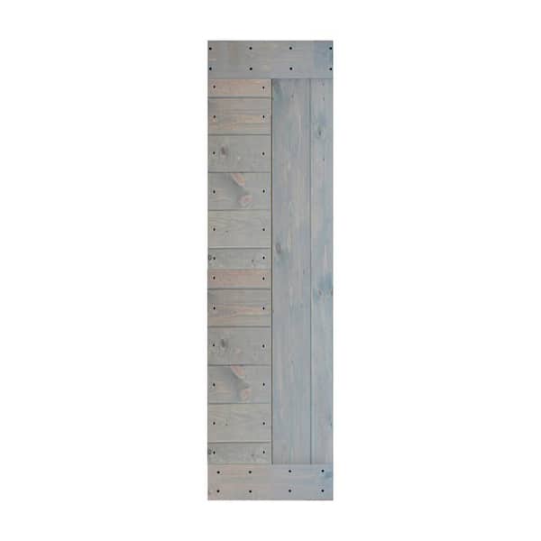 ISLIFE L Series 24 in. x 84 in. French Gray Finished Solid Wood Barn Door Slab - Hardware Kit Not Included