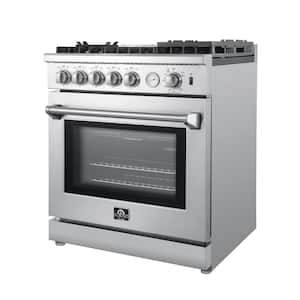 Lazio 30 in. 4.32 cu. ft. Oven Gas Range with 5 Gas Burners, Air fryer and Griddle in Stainless Steel