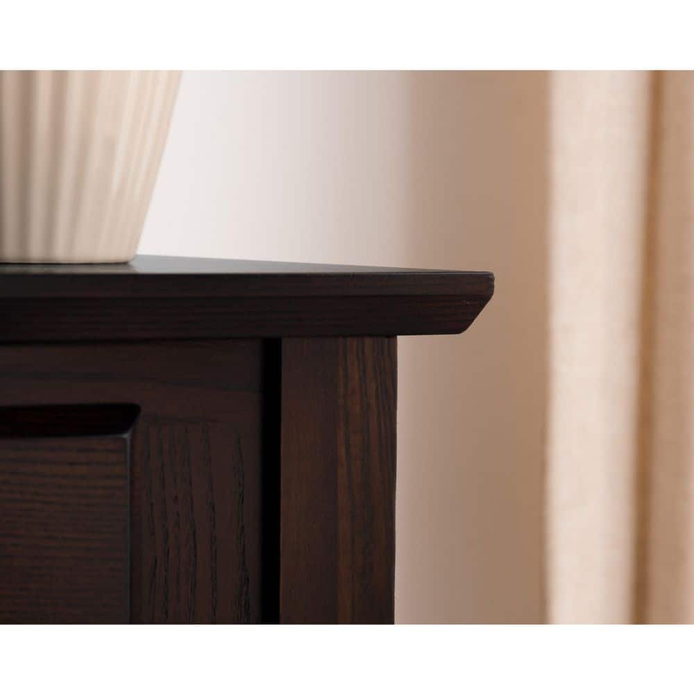 Chocolate Oak Slim Hall Console Table with Storage