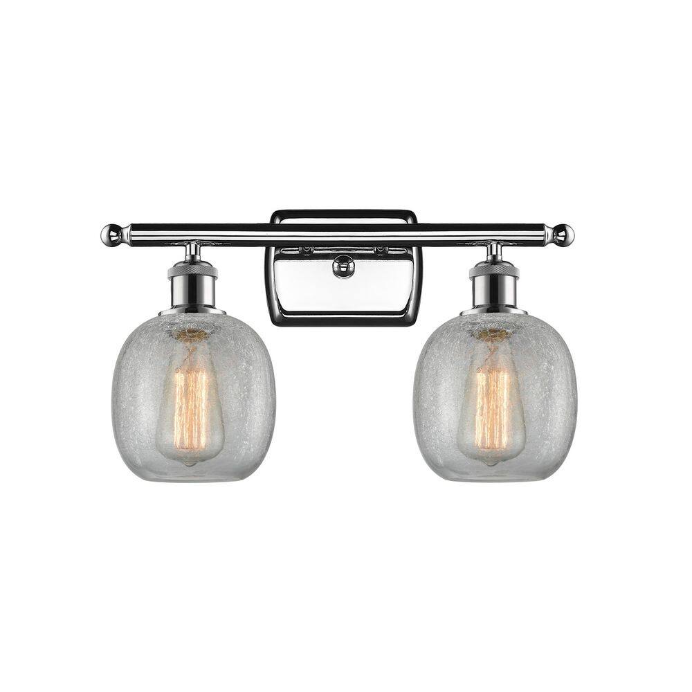 Belfast 16 in. 2-Light Polished Chrome Vanity Light with Glass Shade price history on PriceWatchPro