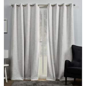 Burke Silver Solid Blackout Grommet Top Curtain, 52 in. W x 84 in. L (Set of 2)