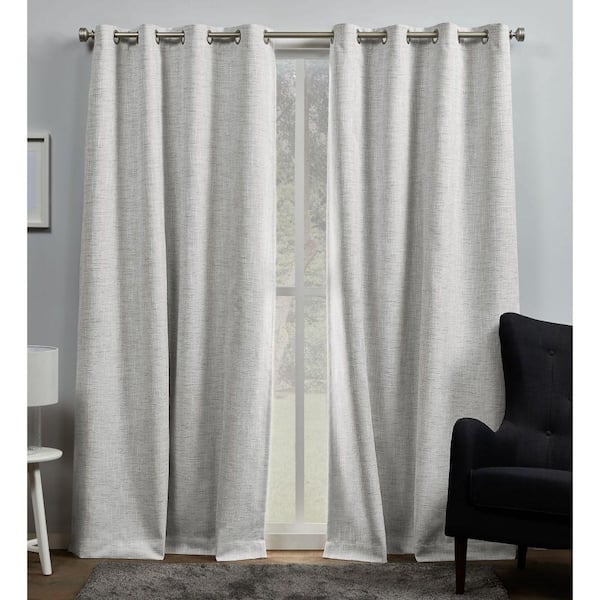 EXCLUSIVE HOME Burke Silver Solid Blackout Grommet Top Curtain, 52 in. W x 96 in. L (Set of 2)