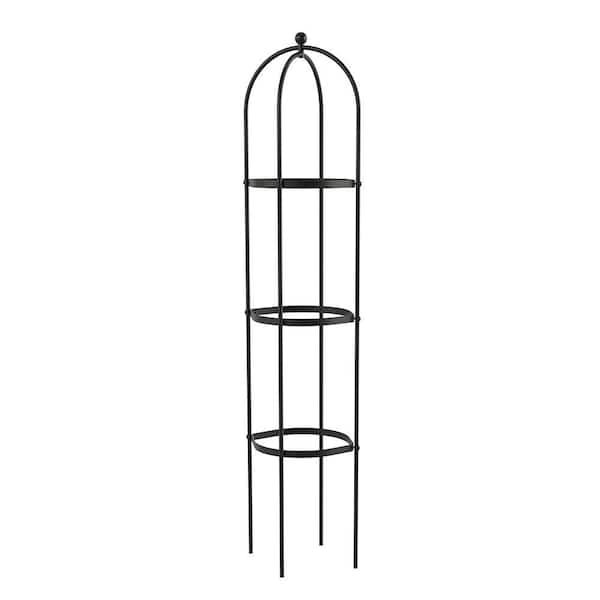Botanical 56 in. Steel Folding Obelisk in Black