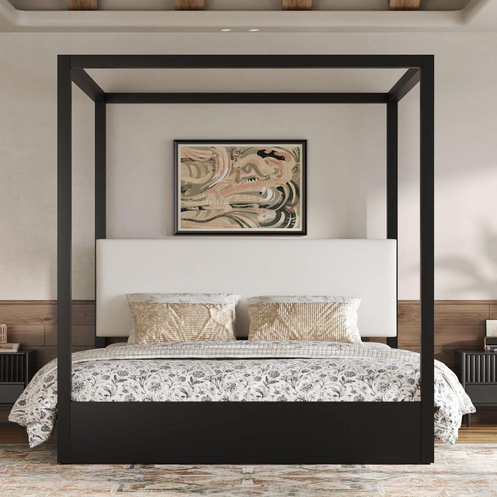 CHRISTOPHER KNIGHT HOME Blackburn Black Wood Frame King Size Canopy ...