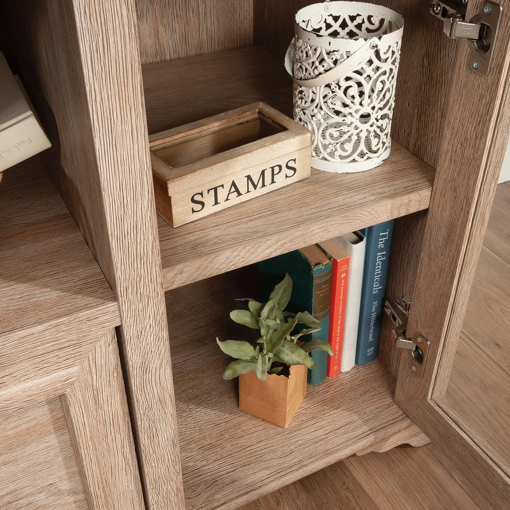 Brushed Oak 54" Wood Credenza with Drawer and Filing Cabinet