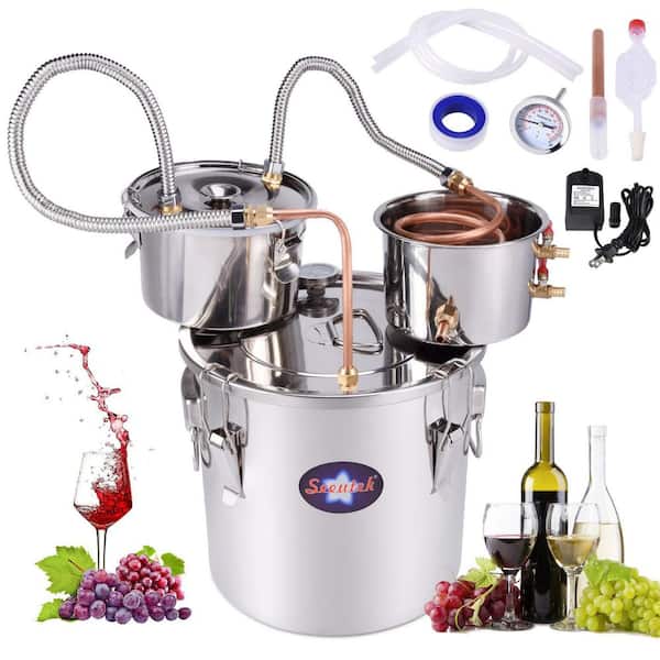 SEEUTEK Alcohol Still 5 Gal. Stainless Steel Water Copper Alcohol Distiller Home Brewing Kit with Thumper Keg for DIY Wine