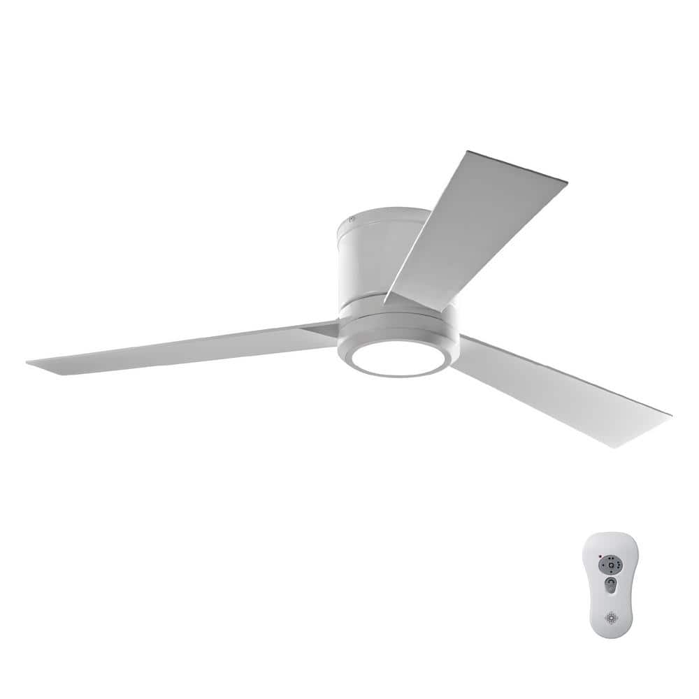 UPC 014817583151 product image for Clarity 52 in. LED Indoor Matte White Flush Mount Ceiling Fan with White Blades  | upcitemdb.com