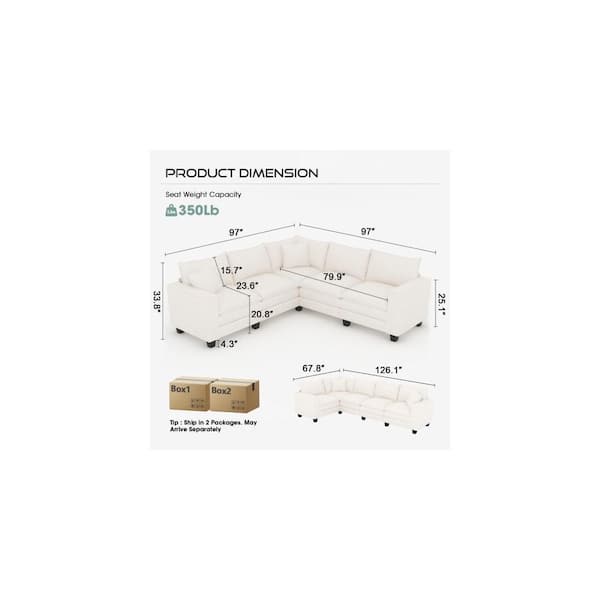Noble House Ken 97 in. Chenille Upholstered Rectangle Sectional