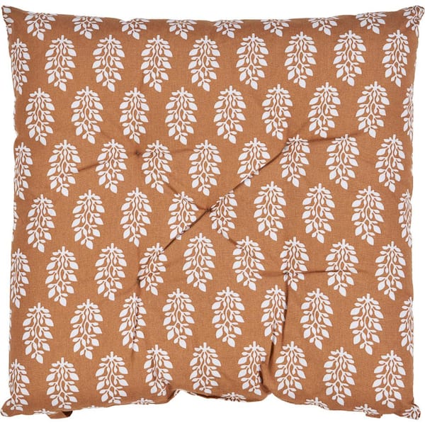 Unbranded 17 in. L x 17 in. W x 2 in. D Botanical Raw Leaf Sienna / Ivory Chair Pad (Set of 2)