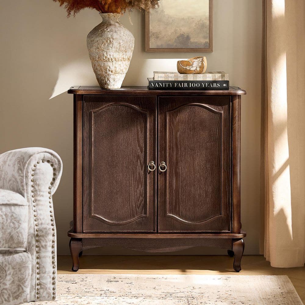 Eve Walnut 32.2 in. Traditional 2 Door Cabinet with Adjustable Shelving price history on PriceWatchPro