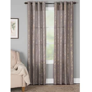 Dana 50 in. W x 63 in. L Polyester and Linen Light Filtering Semi-Sheer Window Panel in Grey