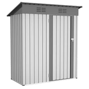 5 ft. W x 3 ft. D Gray Galvanized Metal Shed with Lockable Doors, Tool Storage Garden Shed For Patio Lawn Trash Cans