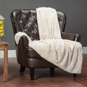 Reversible Soft Textured Sand Faux Fur Velvety Mink Throw Blanket, 50 in. x 65 in.