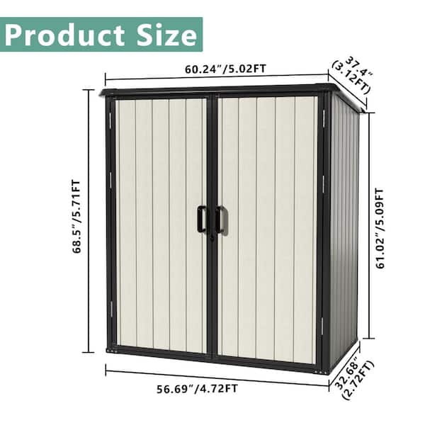 Sizzim 5 ft. W x 3 ft. D Beige Outdoor Storage Plastic Resin Shed