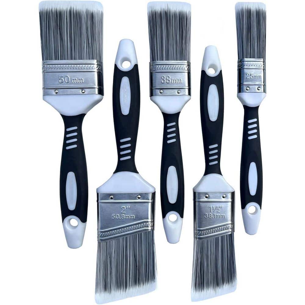 5 Piece Smooth Synthetic Short Bristle Paint Brush Set for Cabinets, Walls, Fence with Soft Grips price history on PriceWatchPro