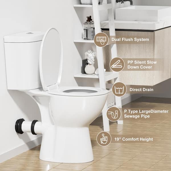 Simple Project 19 in. Tall Toilet 2-Piece 1.0/1.6 GPF Rear-Outlet