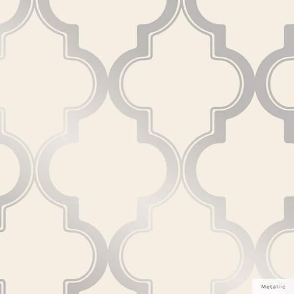 Tempaper Cream and Metallic Silver Marrakesh Vinyl Peel and Stick Wallpaper Roll (Covers 28 sq. ft.)