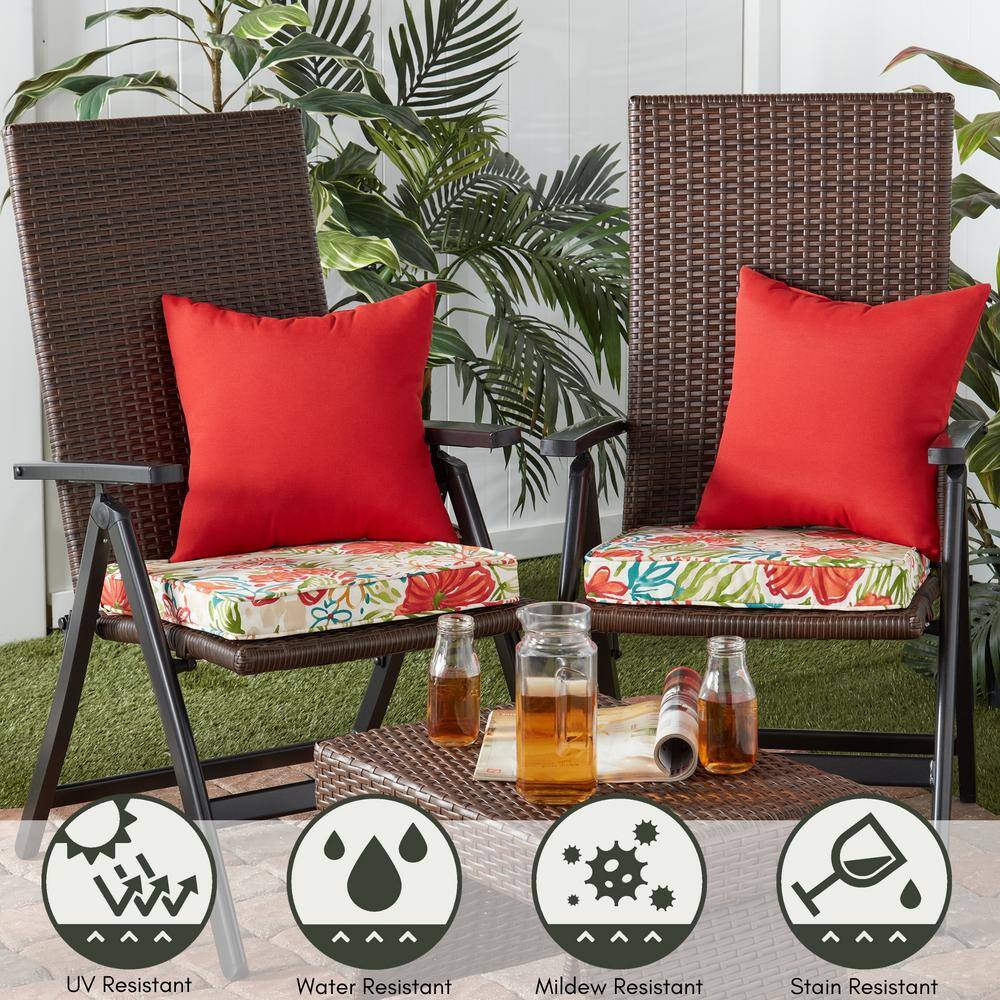 18" Breeze Floral Polyester Outdoor Chair Pads, Set of 2