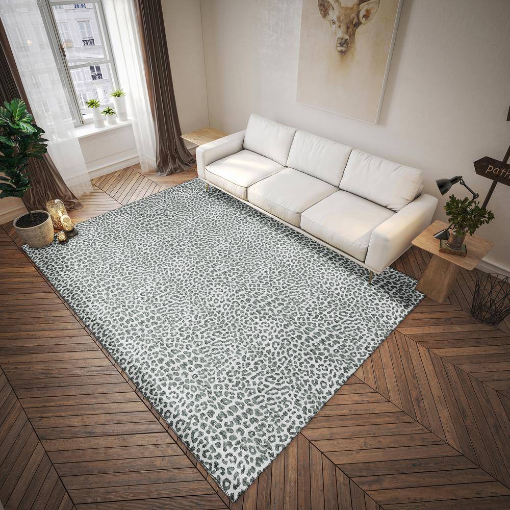 Safari Gray Chenille Rectangular 8' x 10' Washable Area Rug
