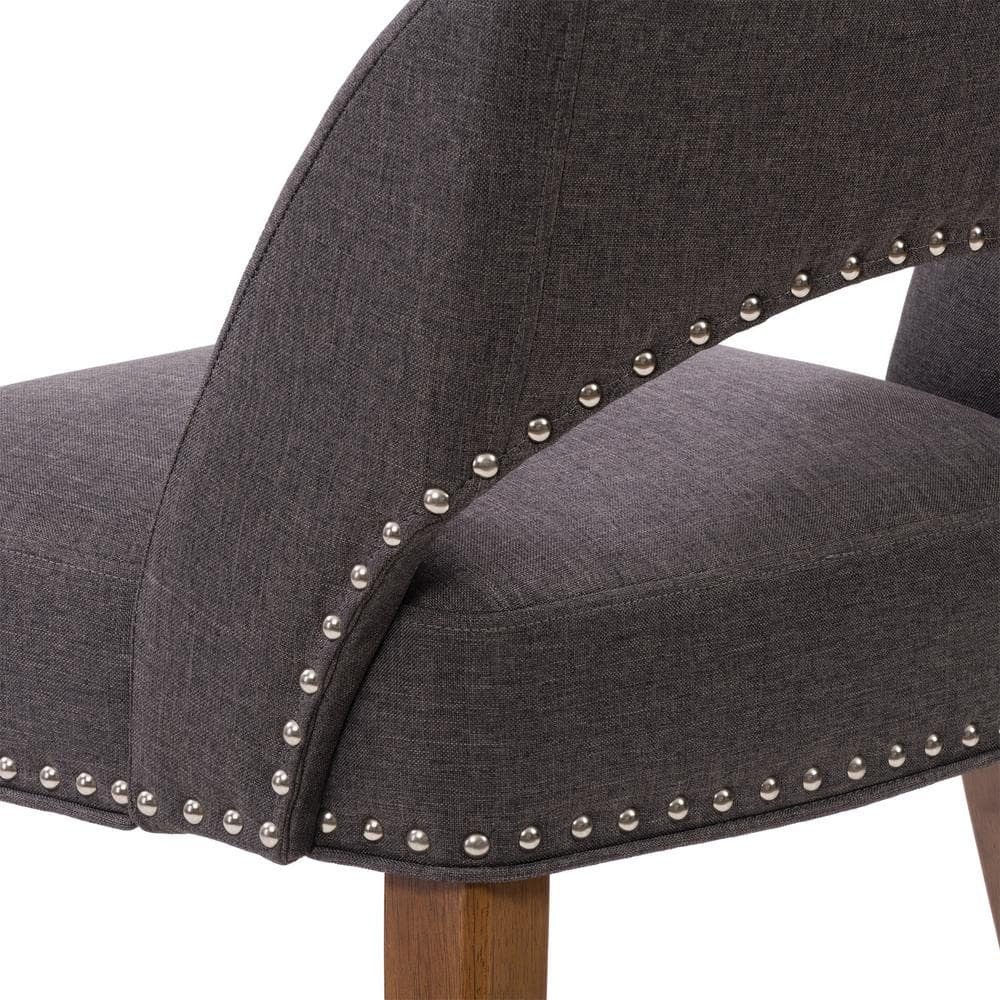 Tiffany Dark Gray Upholstered Side Chair with Wood Legs