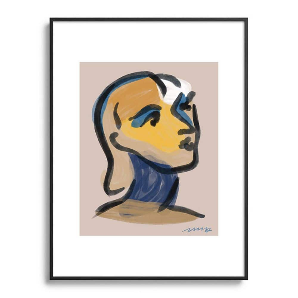 DenyDesigns. Marin Vaan Zaal Ninette Modern Portrait Print Metal Framed People Art Print 18 in. x 24 in., Beige