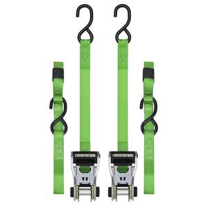 10 ft. Green RatchetX Tie Down Straps with 500 lb. Safe Work Load - 2 pack