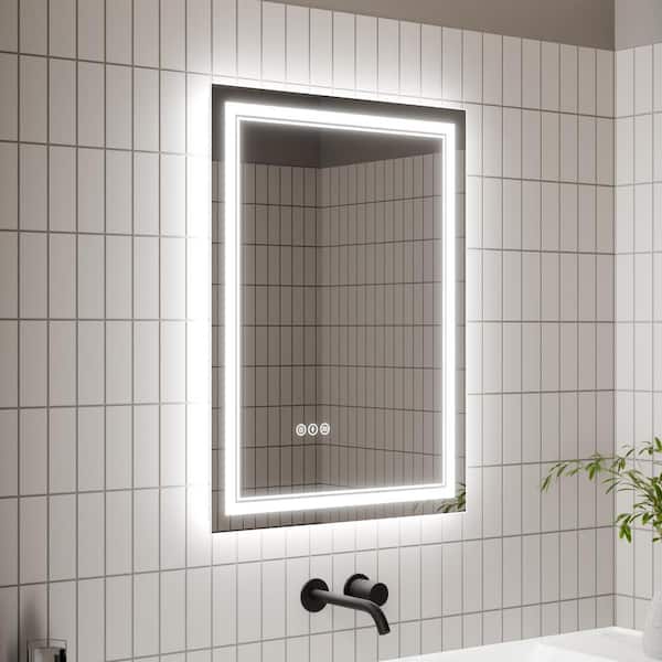 Unbranded 24 in. W x 32 in. H Rectangular Frameless Anti-Fog Front, Back LED Color-Adjustment Wall Bathroom Vanity Mirror in White