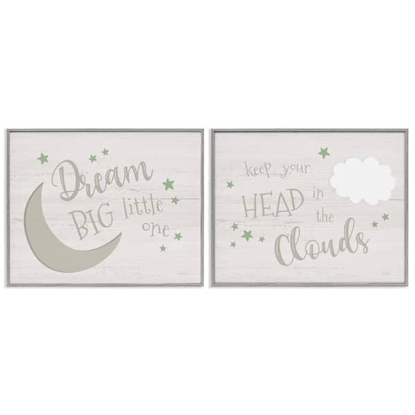 Nursery Dreams Quotes by Natalie Carpentieri 2 Pieces Gray Framed Typography Giclee Art Print 16 in. x 20 in.
