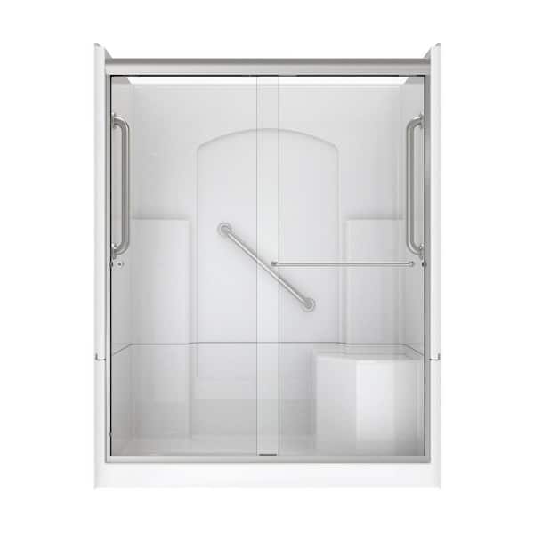 Accessible Living Alliance Plus 60 in. L x 32 in. W x 77.5 in. H Alcove Left Drain Shower Door Kit in Brushed Nickel