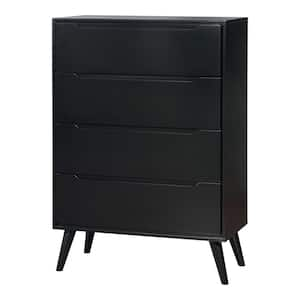 Mackie Mid Century Modern Black 4-Drawer 34 in. Wide Chest of Drawers