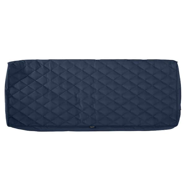 Classic Accessories Montlake FadeSafe 54 in. W x 18 in. D x 3 in. T Navy Quilted Settee/Bench Cushion Slipcover