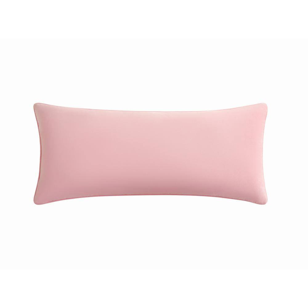 Light Pink Velvet Rhinestone Rectangular Throw Pillow