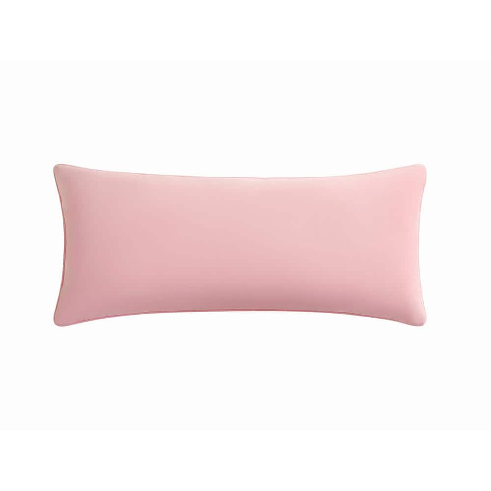 Light Pink Velvet Rhinestone Rectangular Throw Pillow