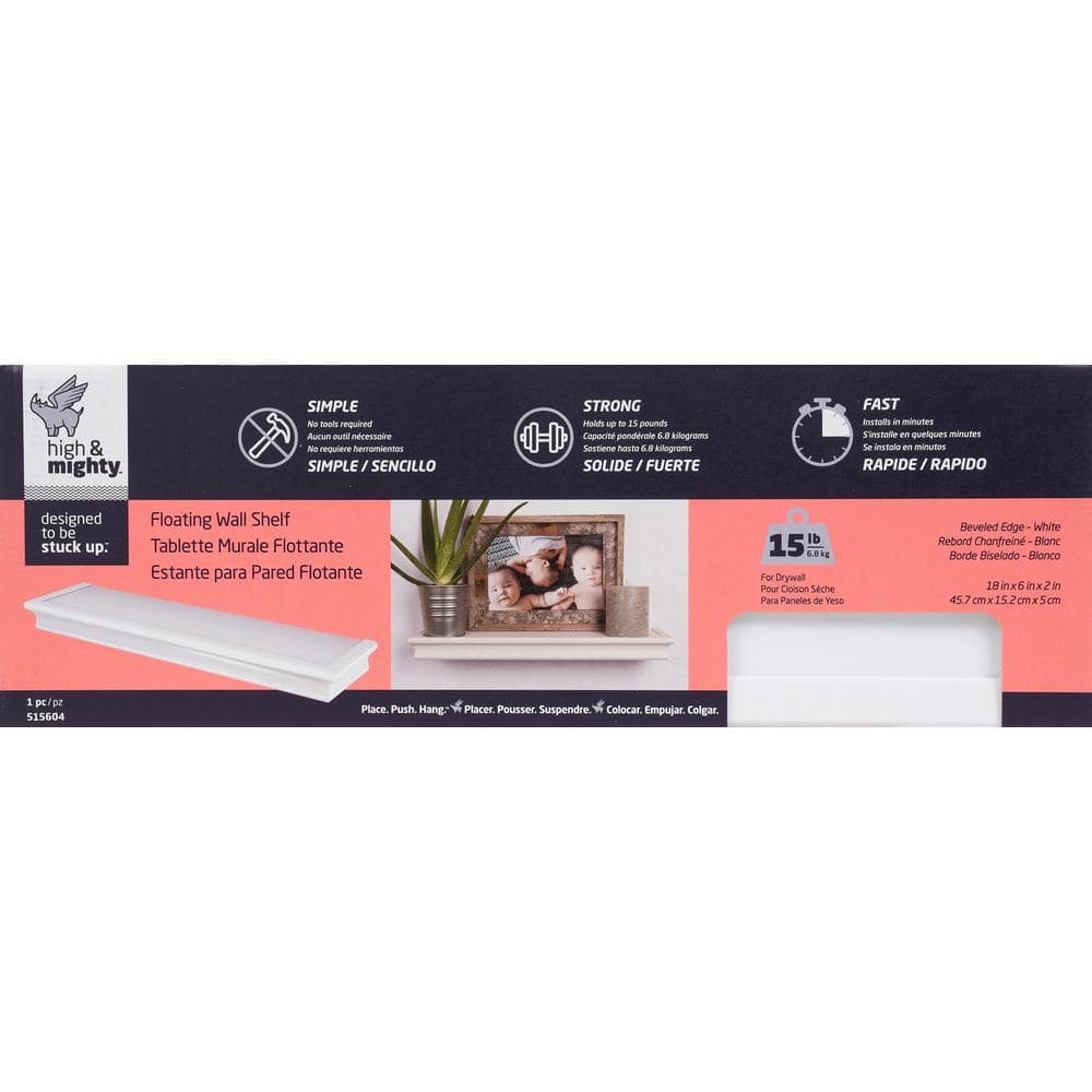 24" Classic White Solid Composite Floating Wall Shelf